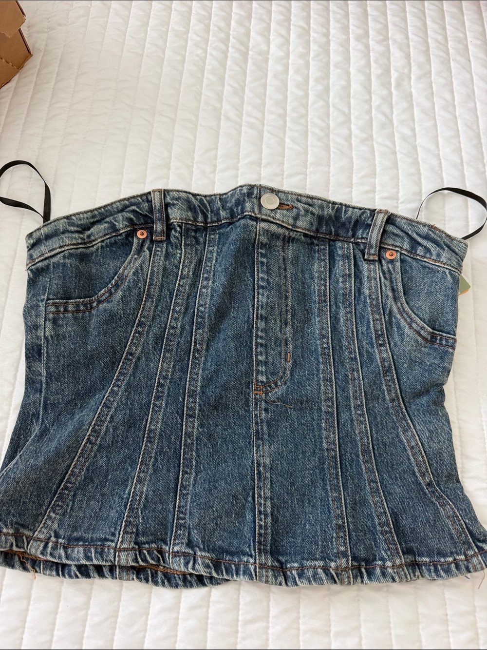 H&M Blue Denim Corset-Style Crop Top